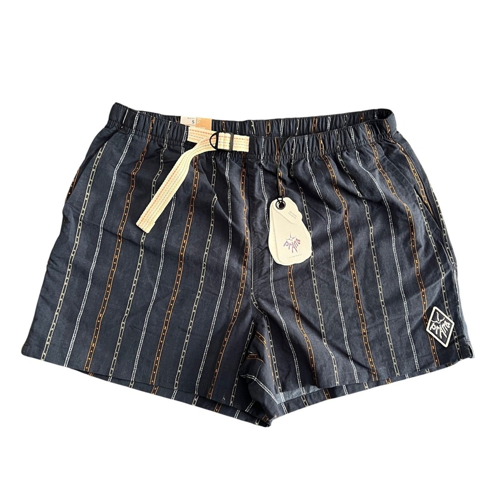 NWT Prana Indio Heritage Short Men's Small Stormy Night Blue Striped 4in Inseam